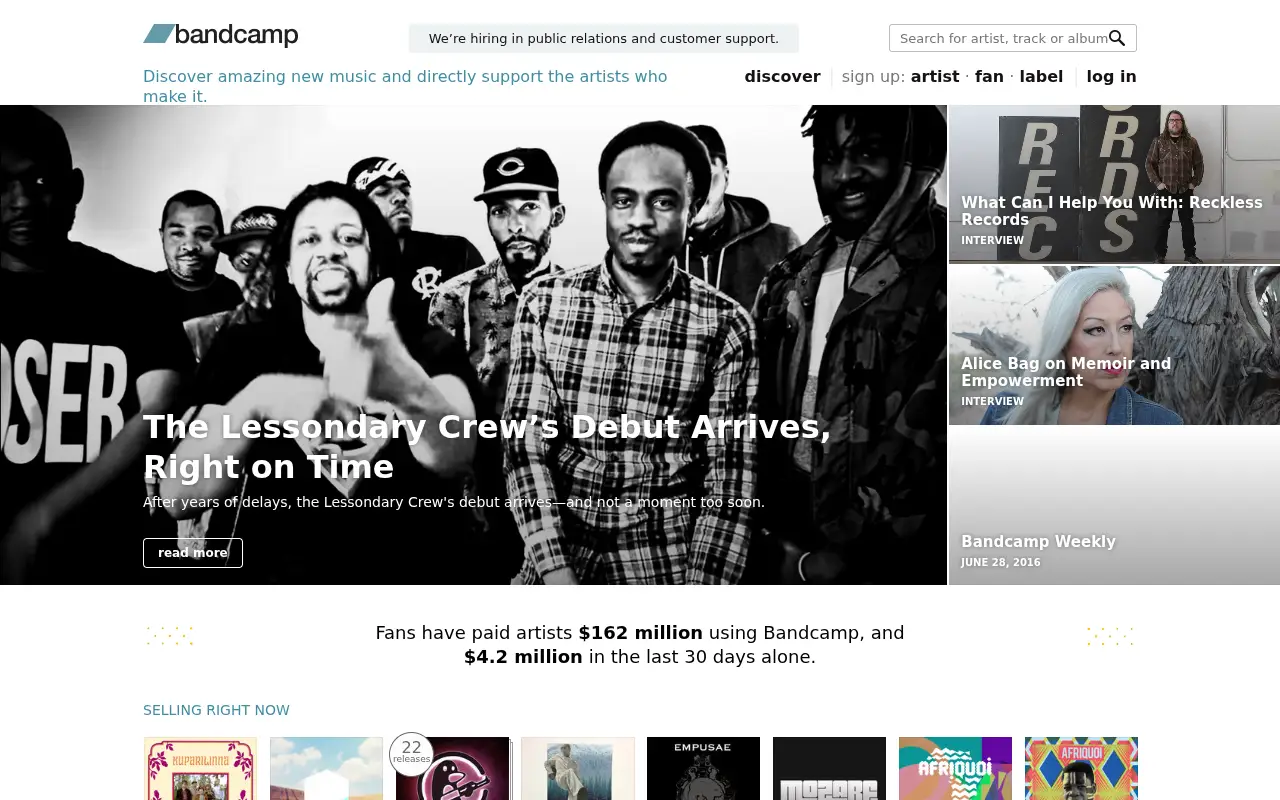 bandcamp.com in 2016