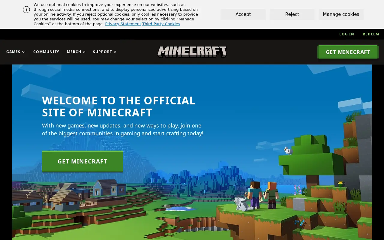 minecraft.com in 2023