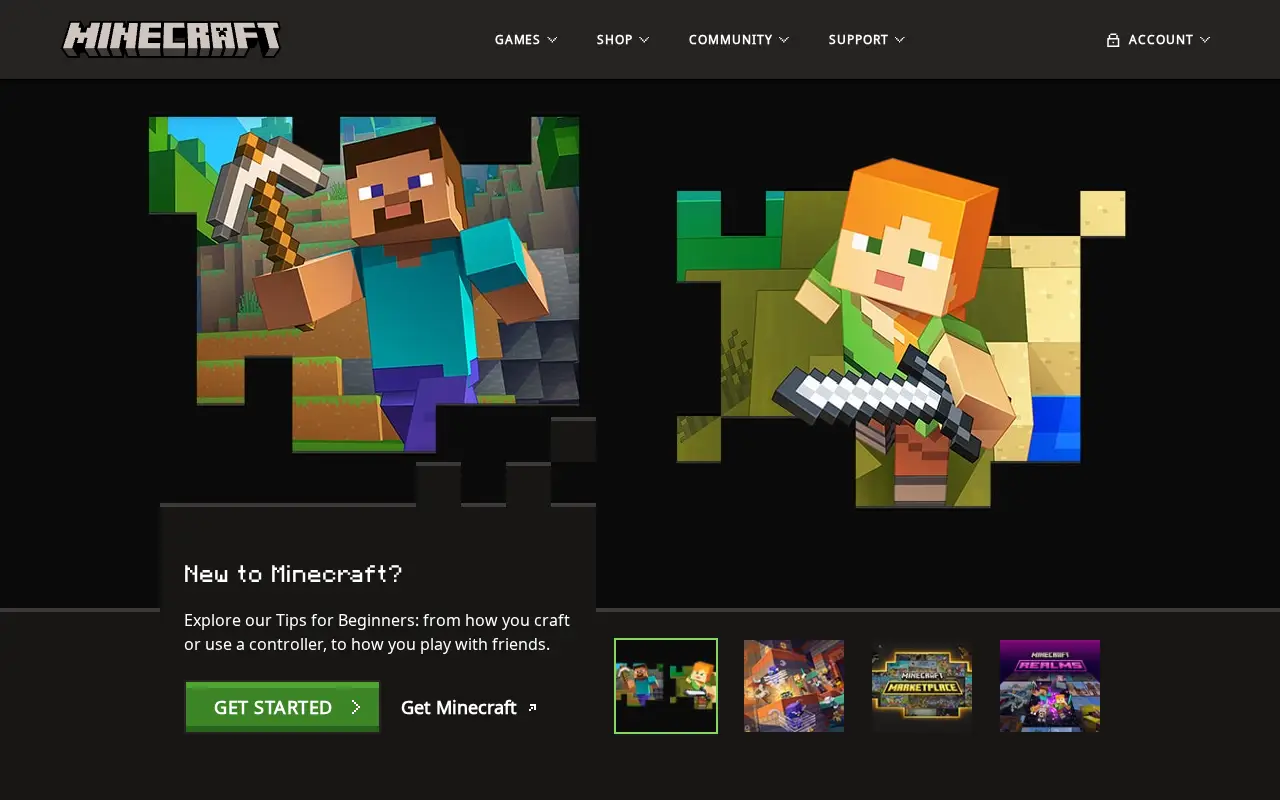 minecraft.com in 2024