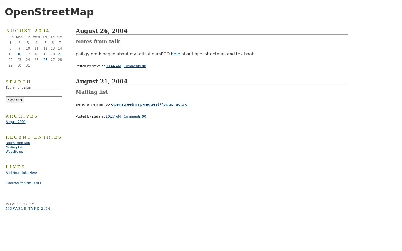 openstreetmap.org in 2004