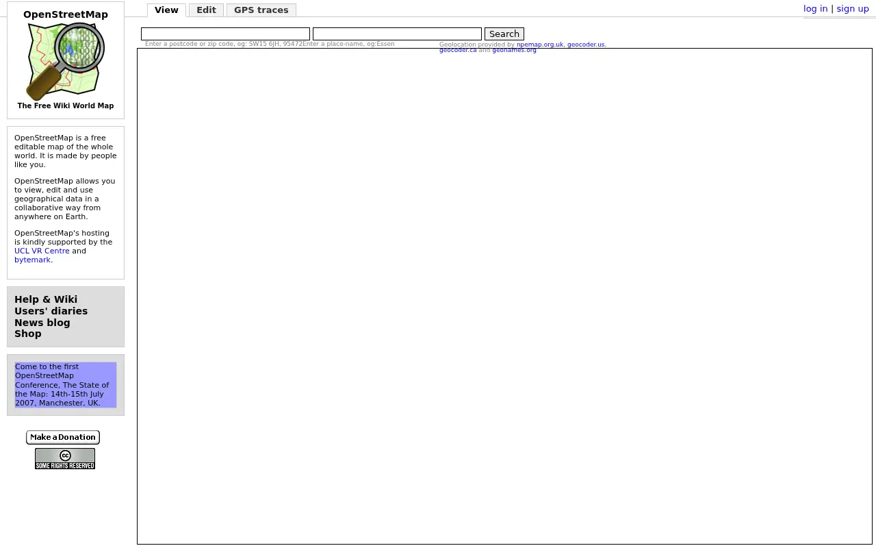 openstreetmap.org in 2007