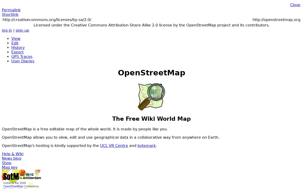 openstreetmap.org in 2009
