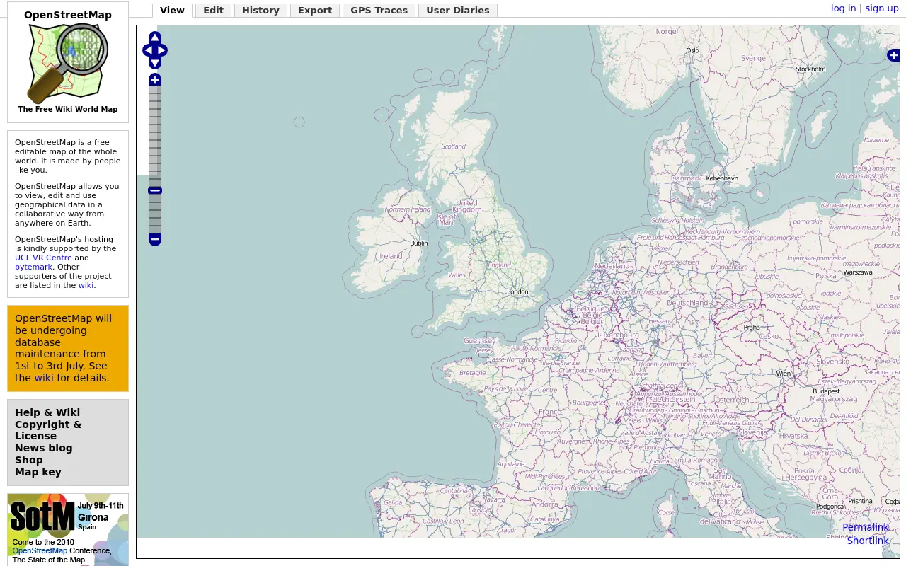 openstreetmap.org in 2010
