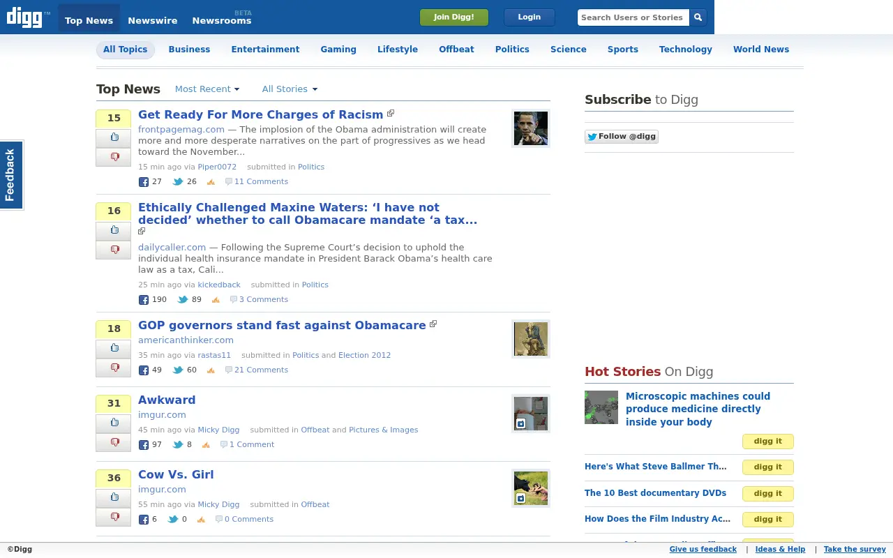 digg.com on July 1, 2012