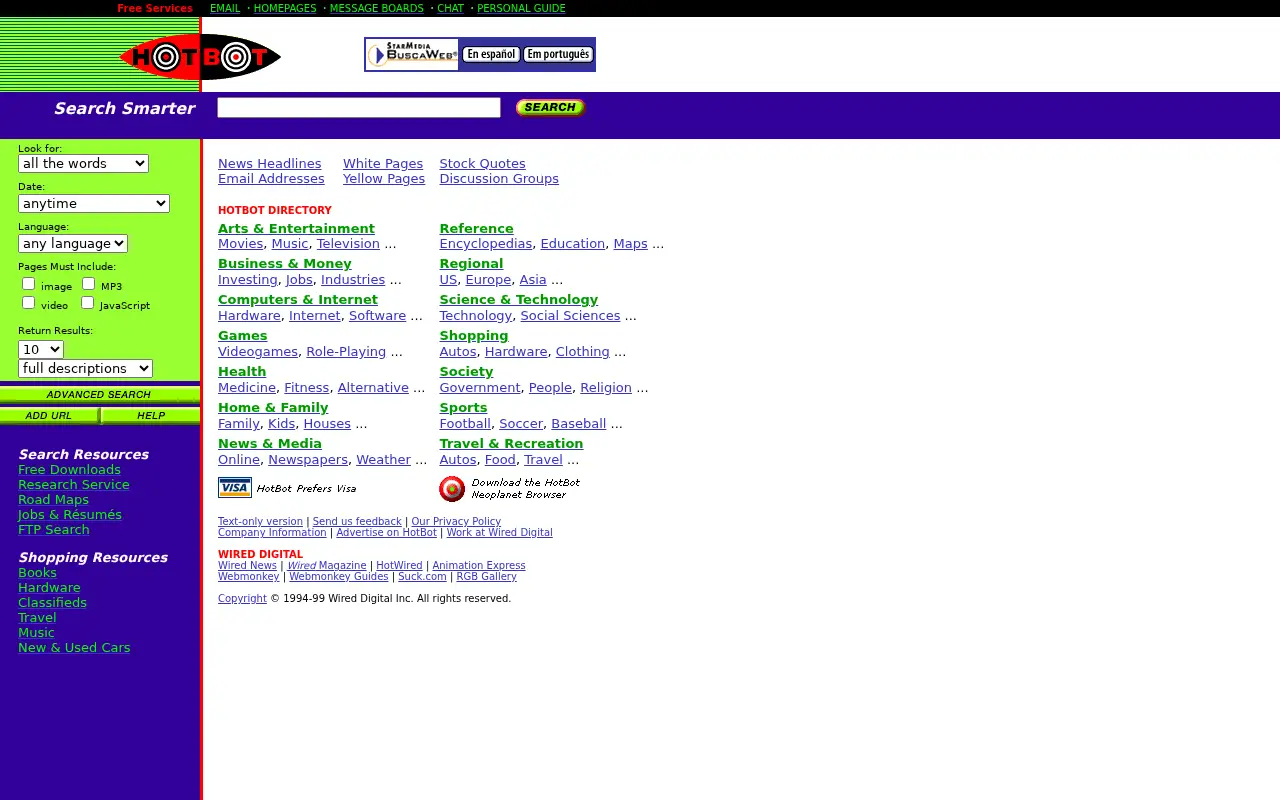 hotbot.com in 1999