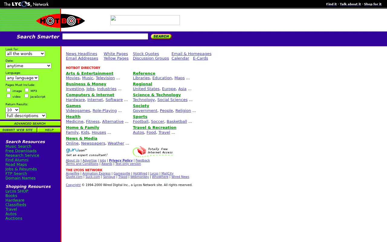 hotbot.com in 2000