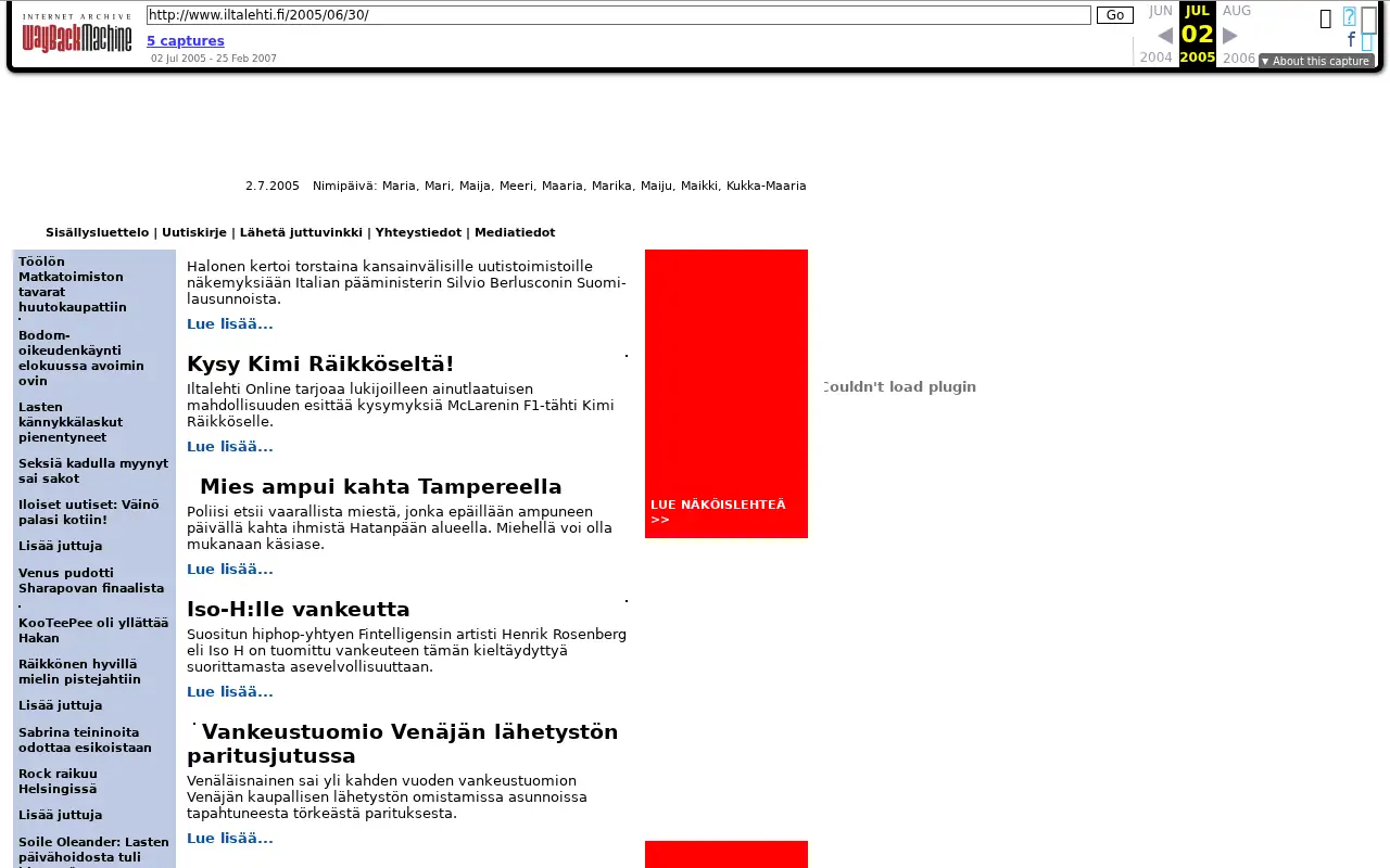 iltalehti.fi in 2005