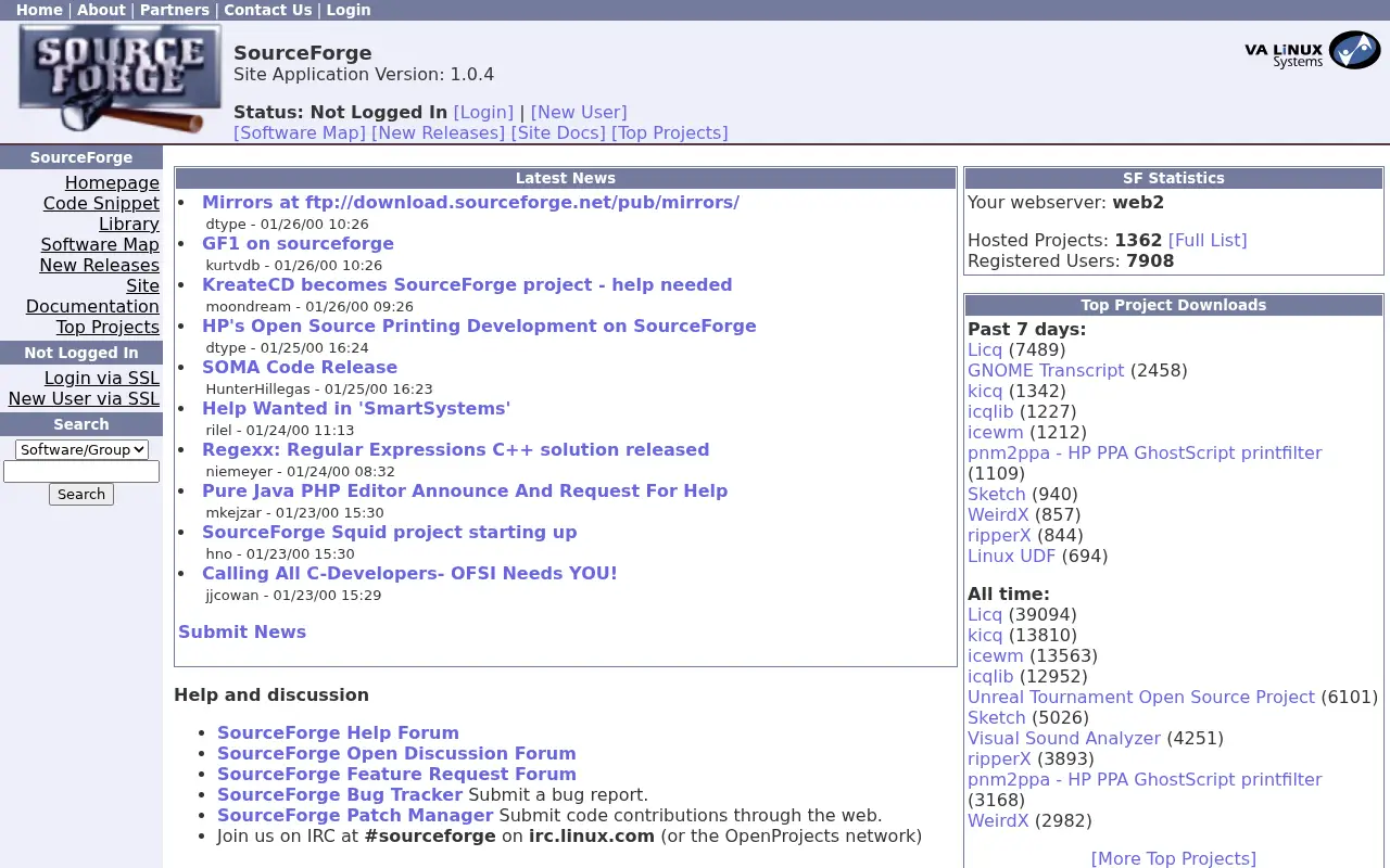 sourceforge.net in 2000
