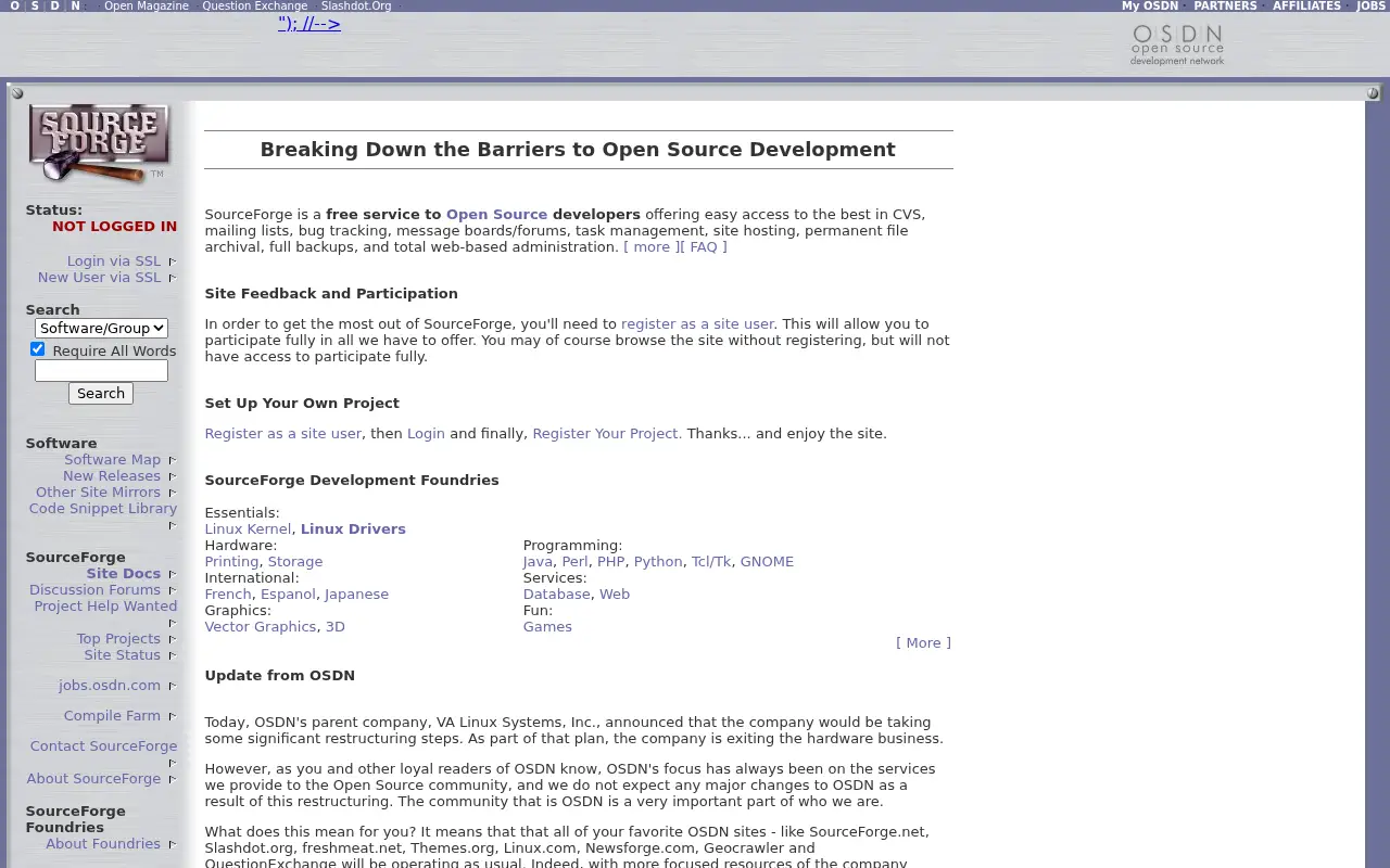 sourceforge.net in 2001