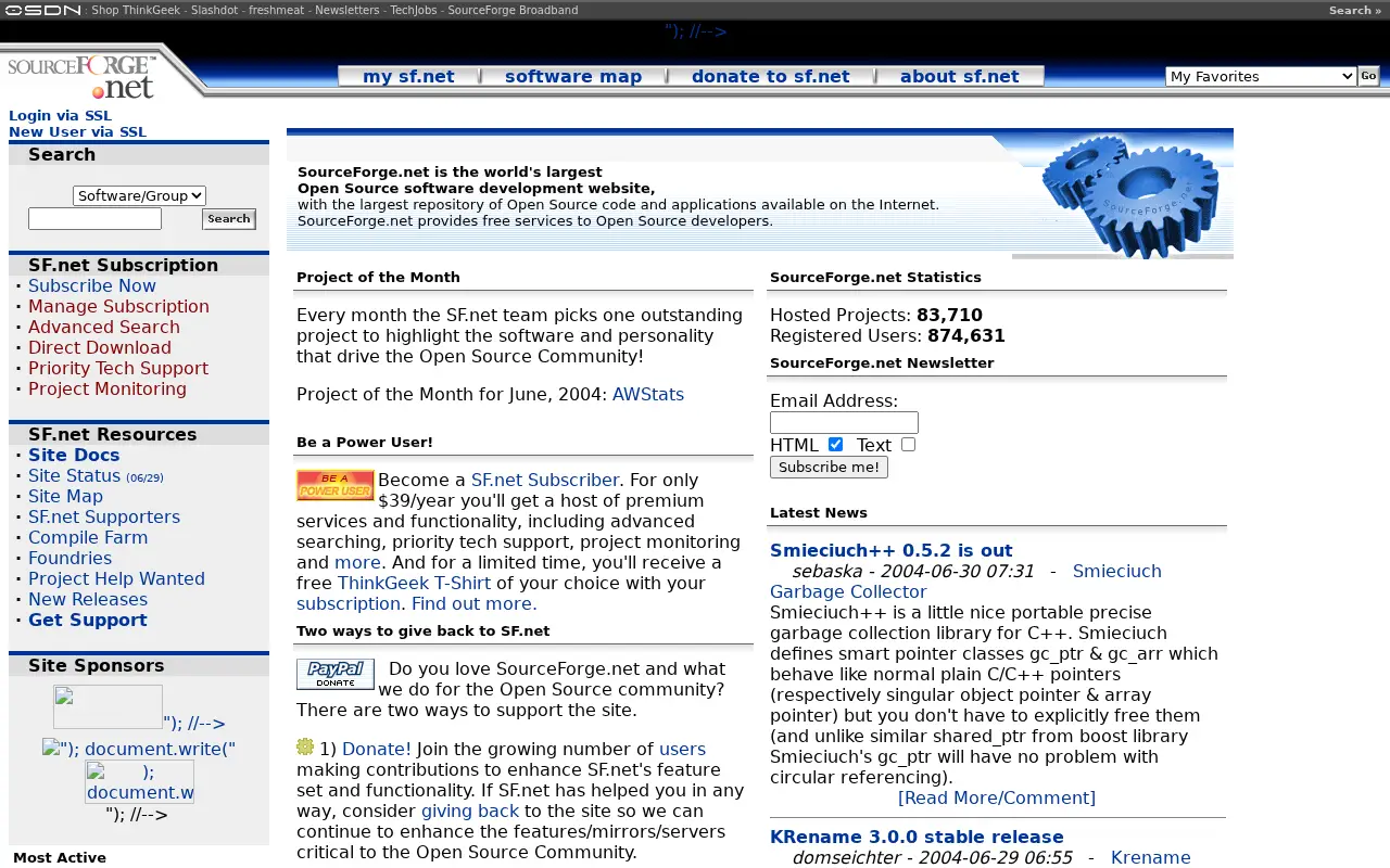 sourceforge.net in 2004