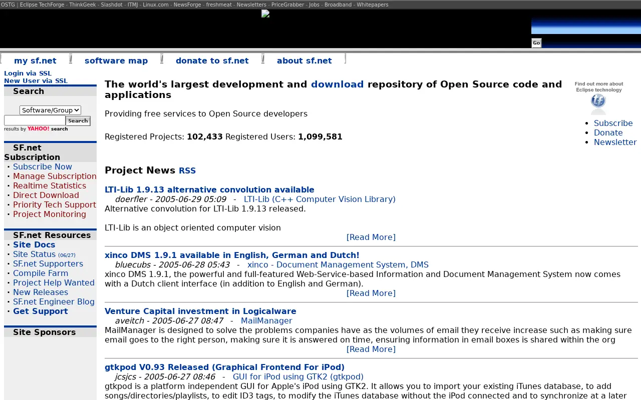 sourceforge.net in 2005