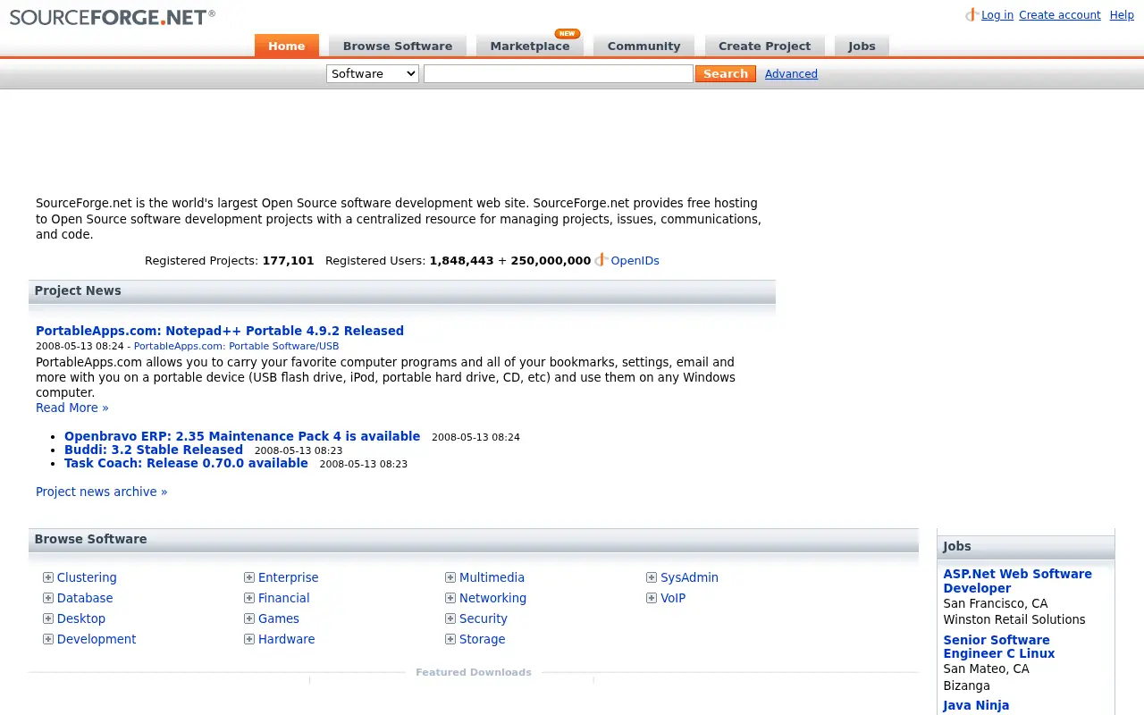 sourceforge.net in 2008