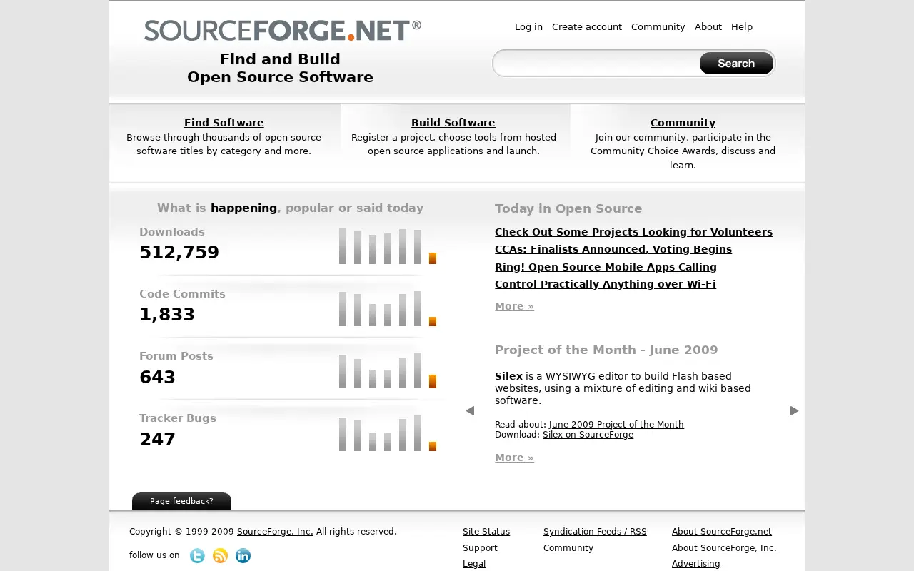 sourceforge.net in 2009
