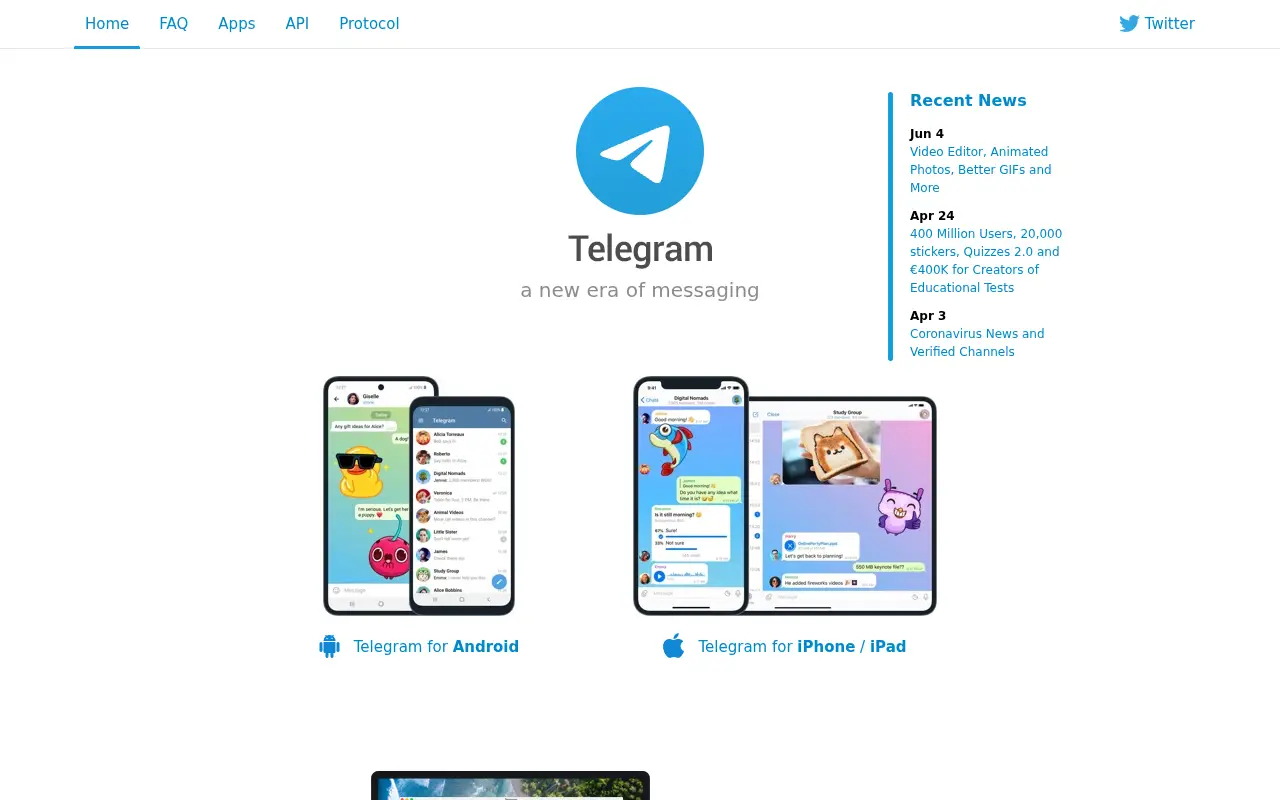 telegram.org in 2020