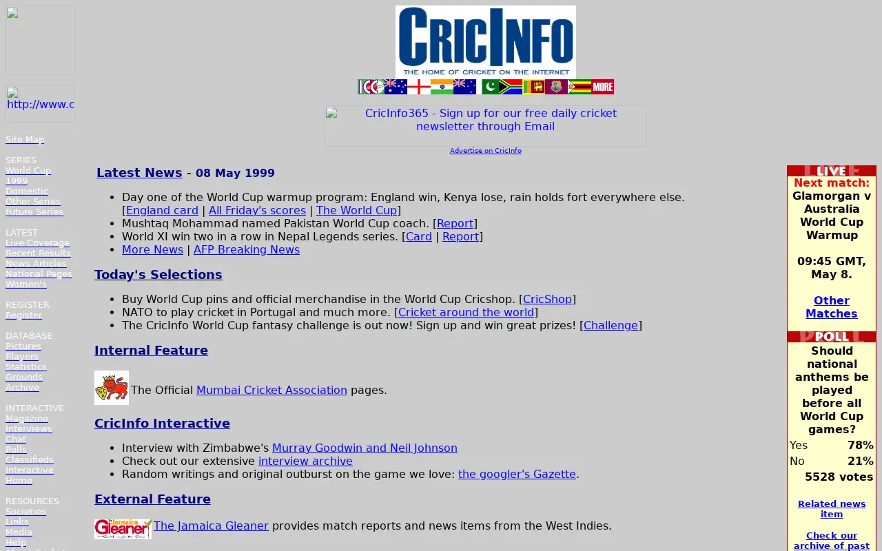 cricinfo.com in 1999