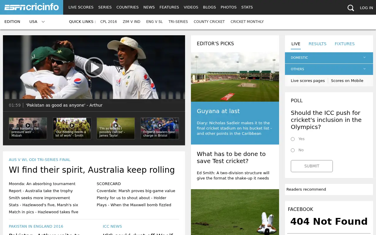 cricinfo.com in 2016