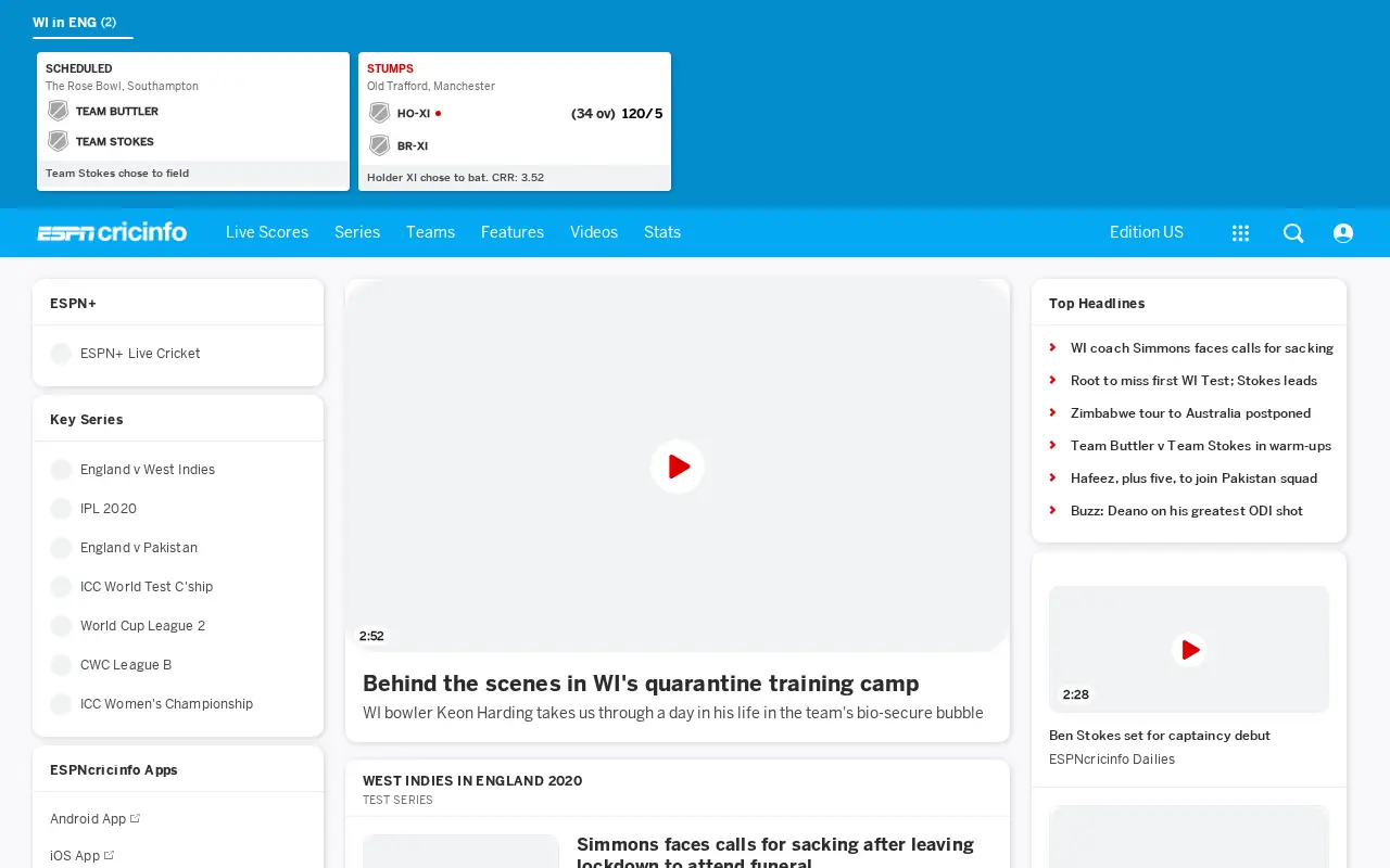 cricinfo.com in 2020