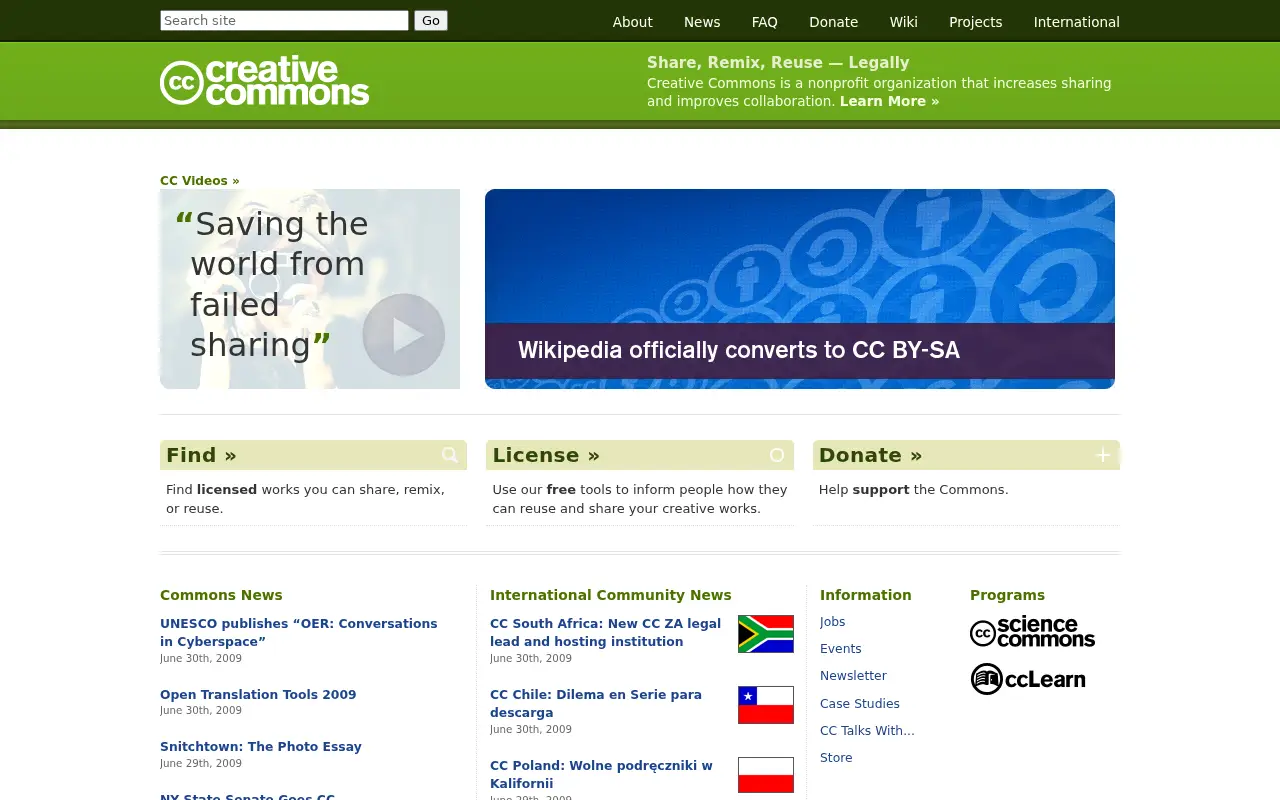 creativecommons.org in 2009