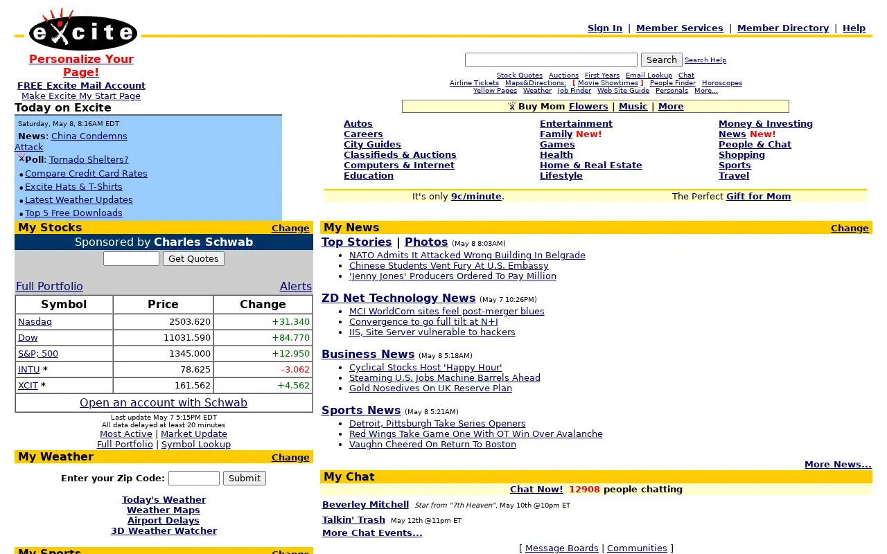excite.com in 1999