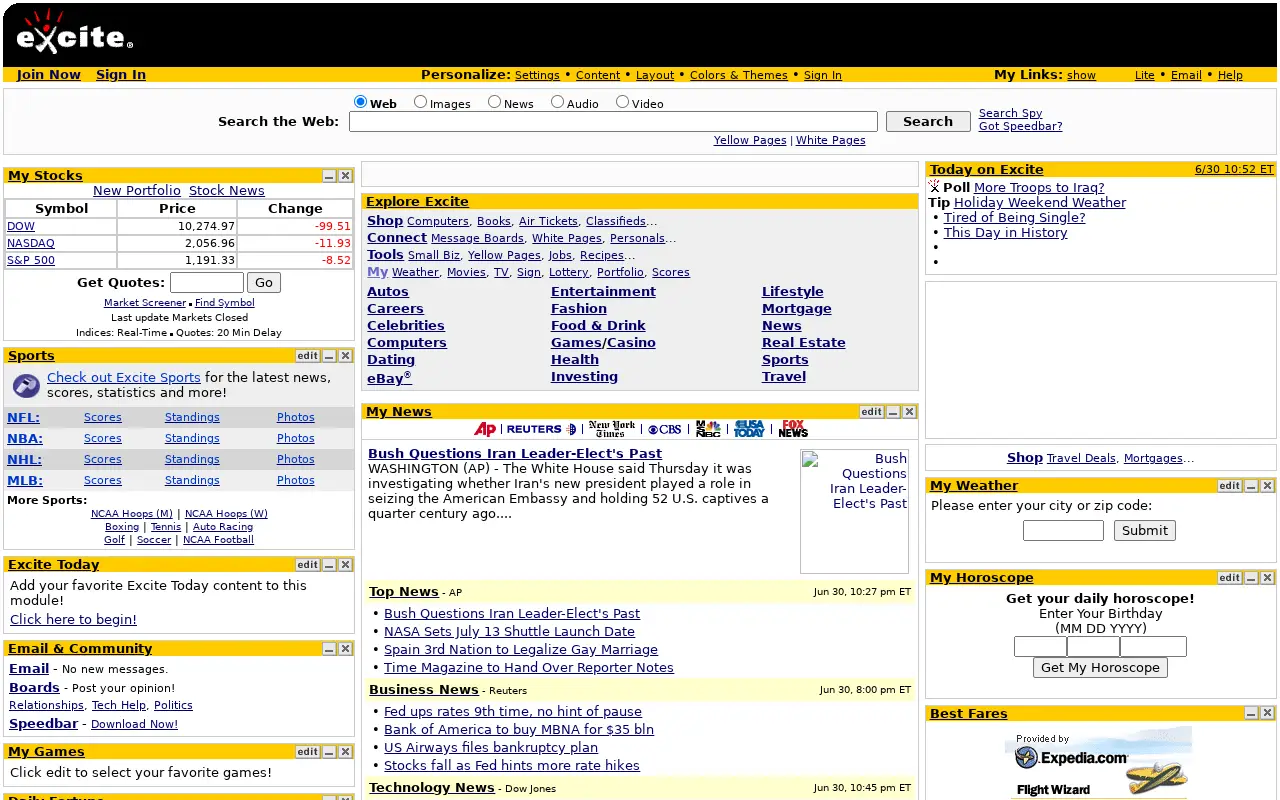 excite.com in 2005