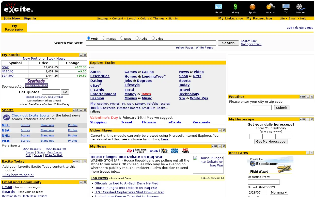 excite.com on February 14, 2007