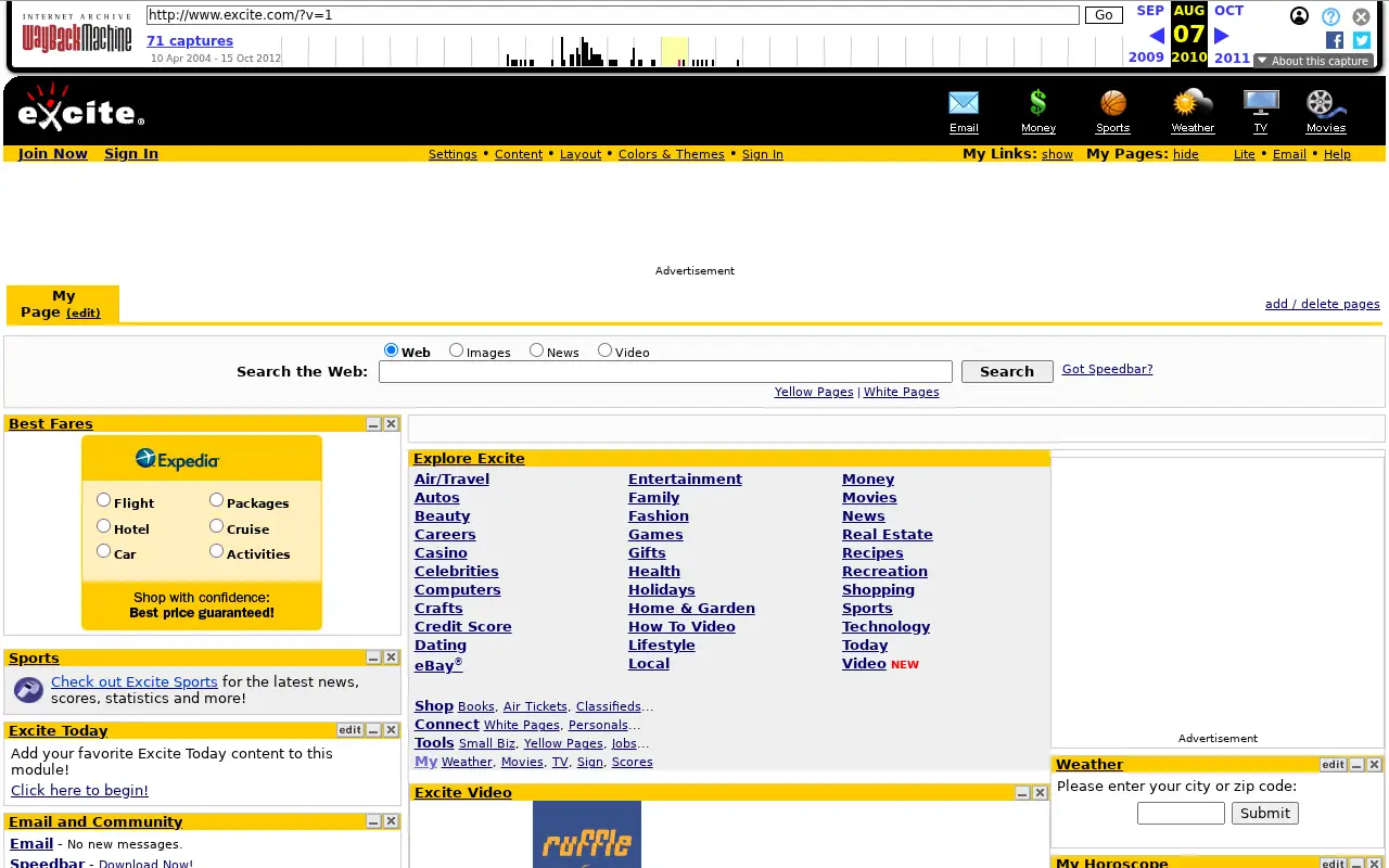 excite.com in 2010