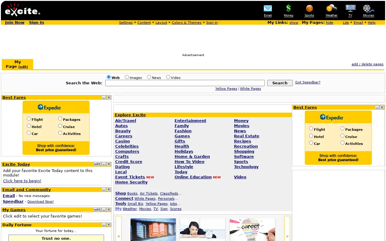 excite.com in 2016