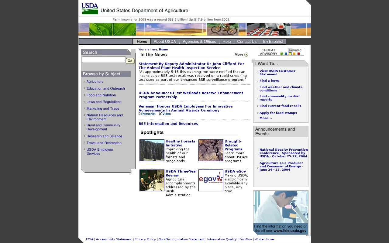 usda.gov in 2004