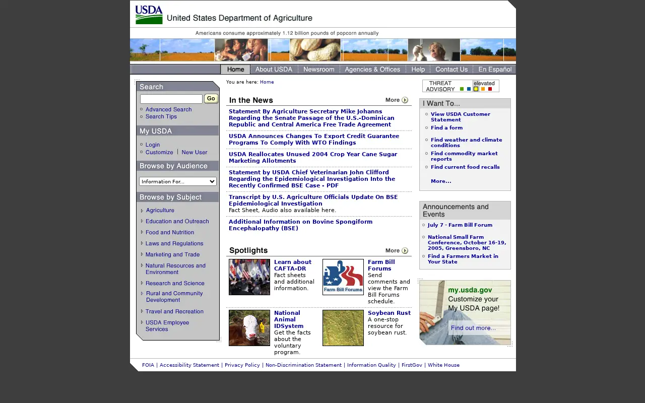 usda.gov in 2005