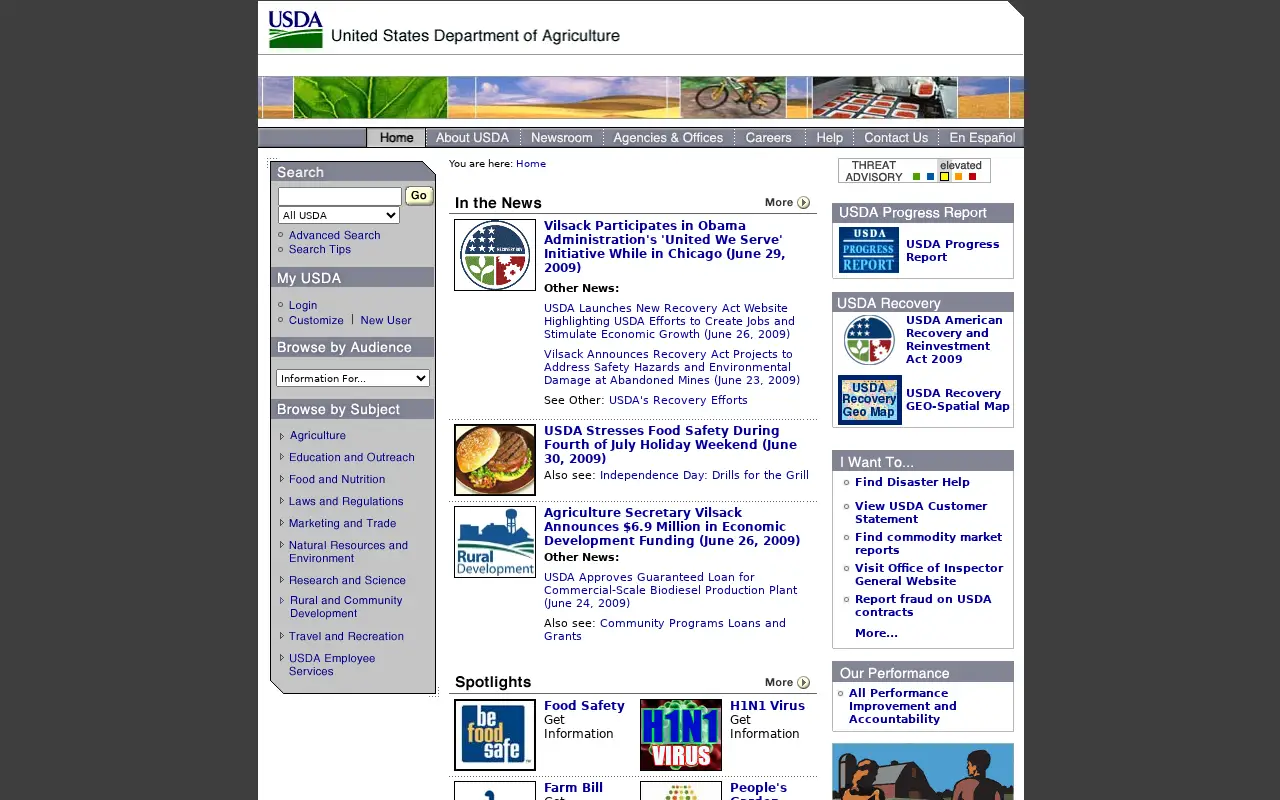 usda.gov in 2009