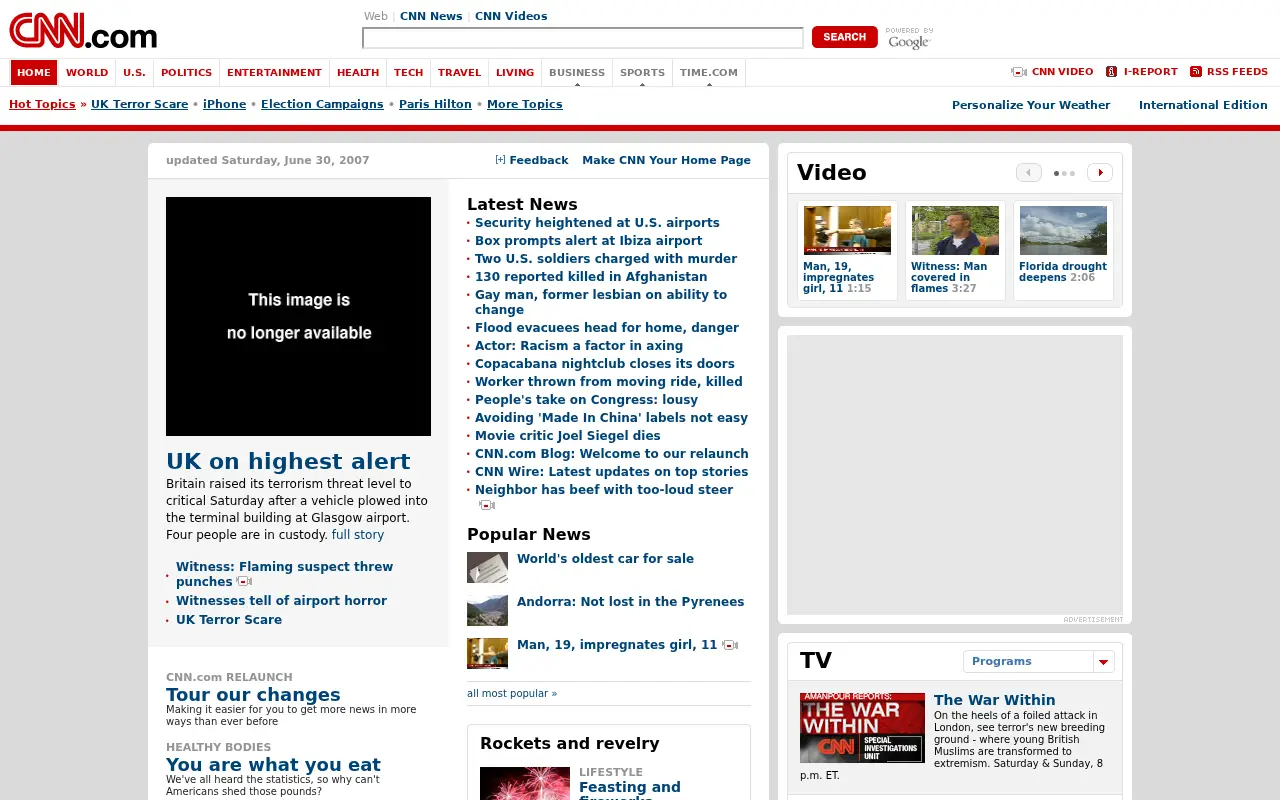 cnn.com on July 1, 2007