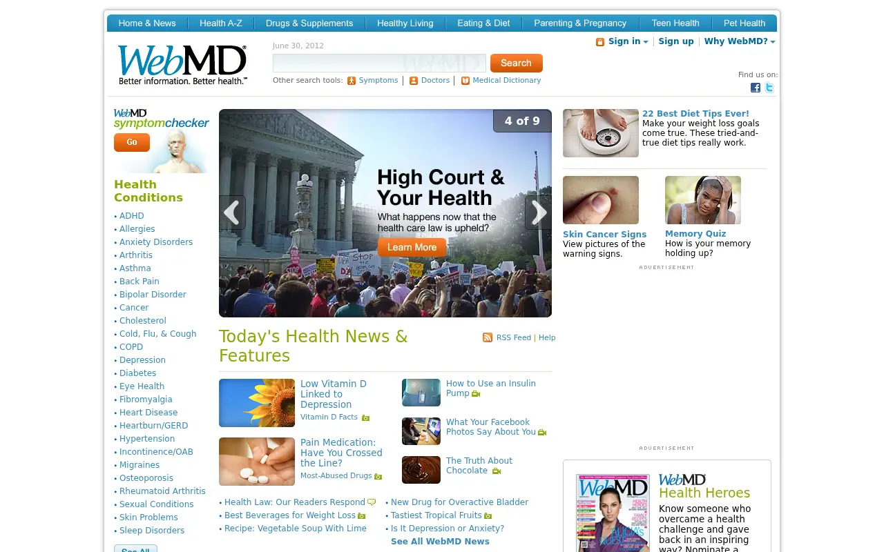 webmd.com in 2012