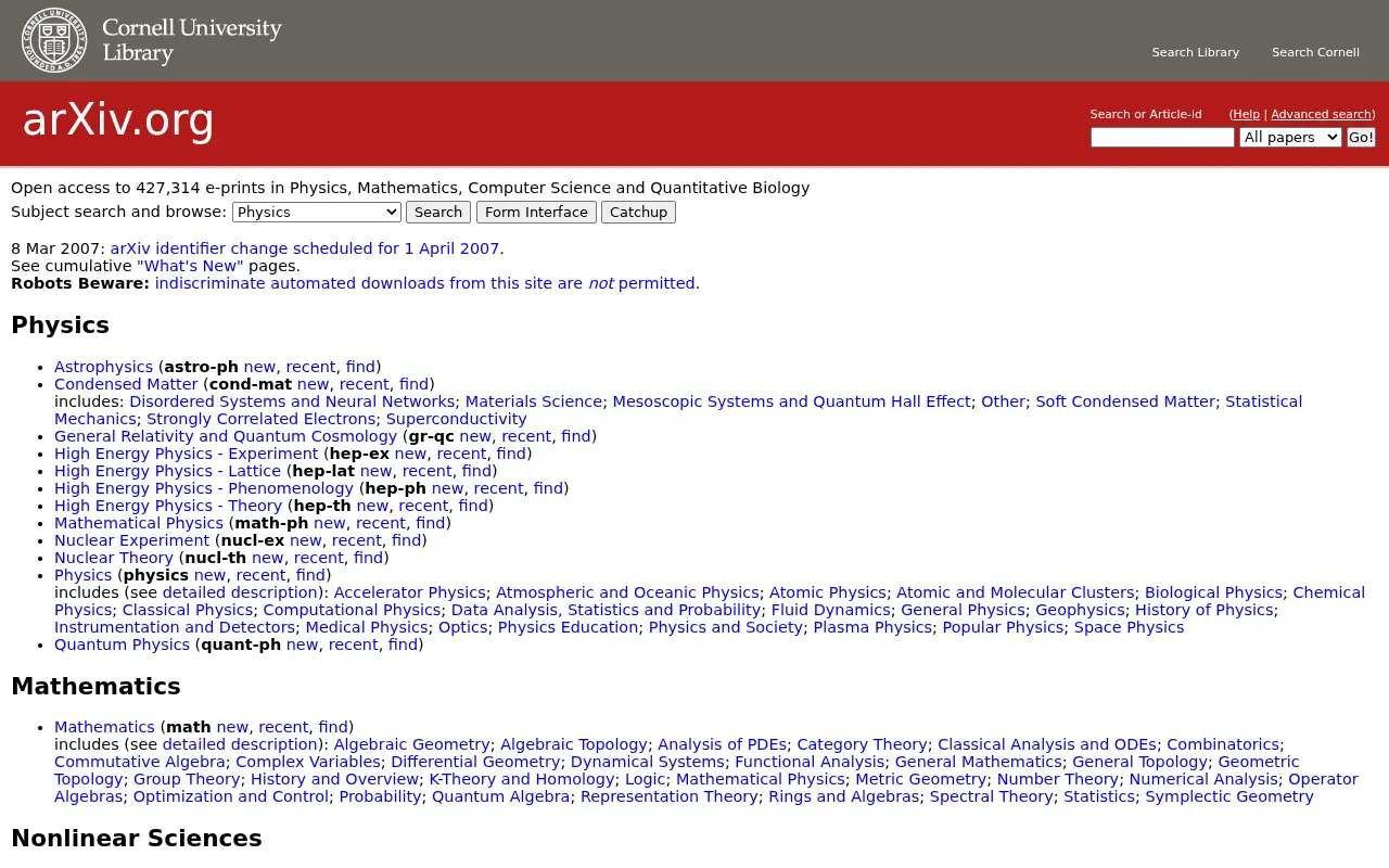 arxiv.org in 2007