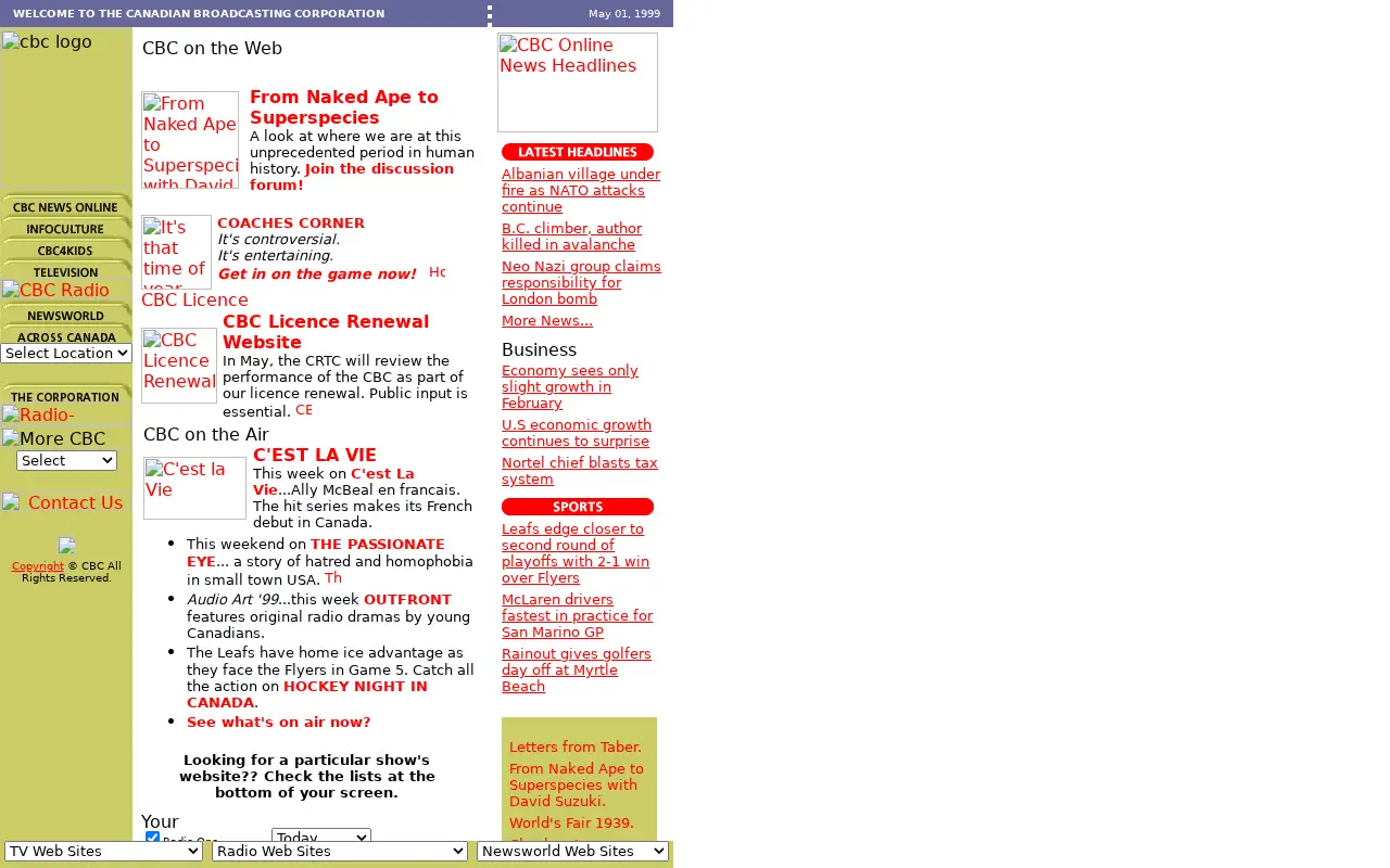 cbc.ca in 1999