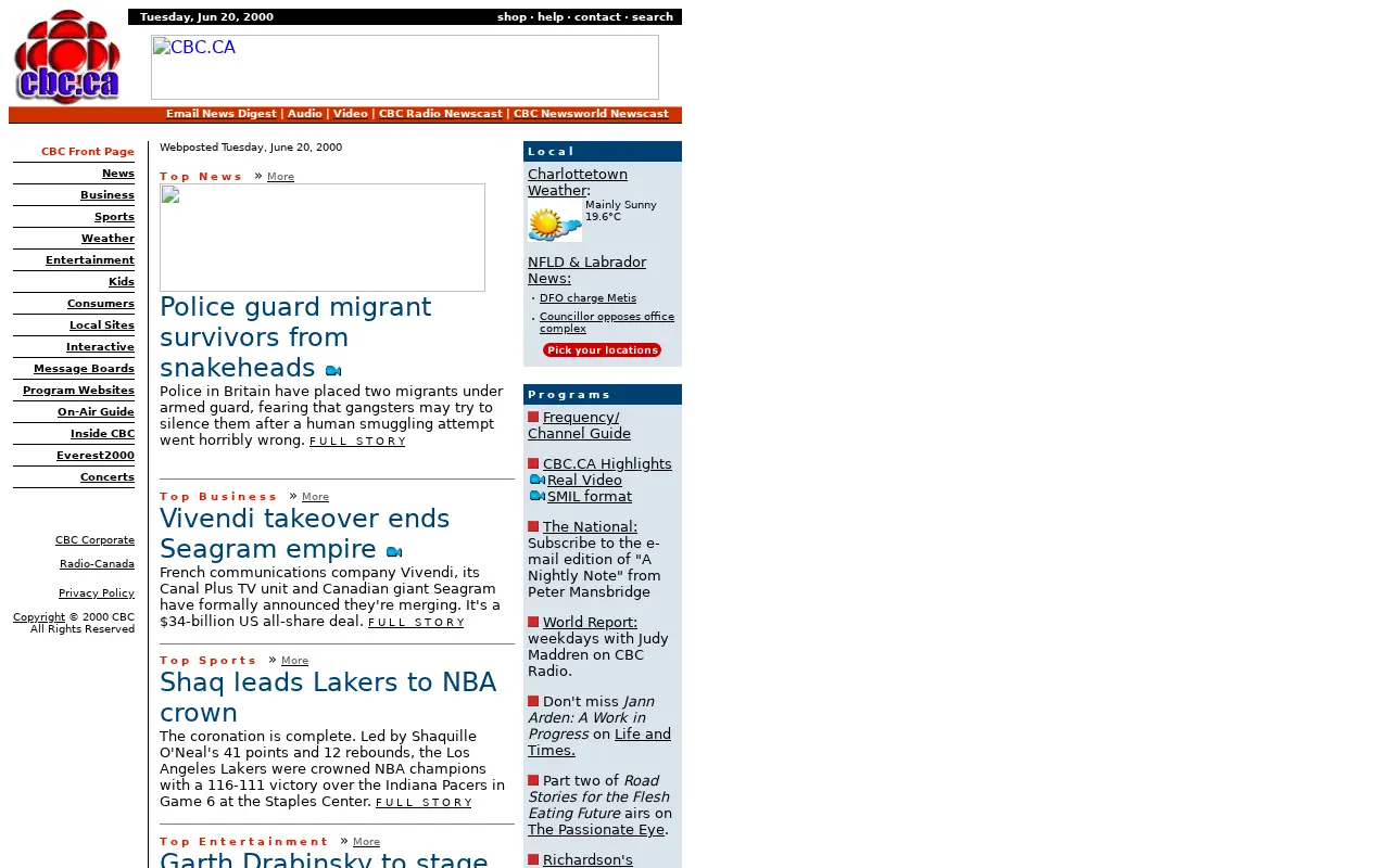 cbc.ca in 2000