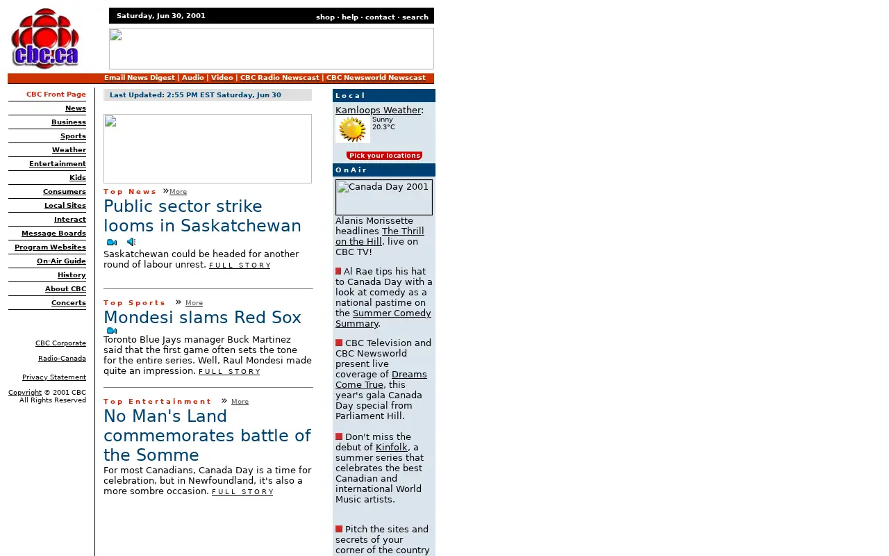 cbc.ca in 2001