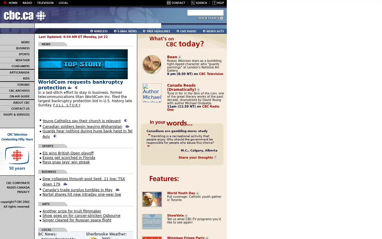 cbc.ca in 2002
