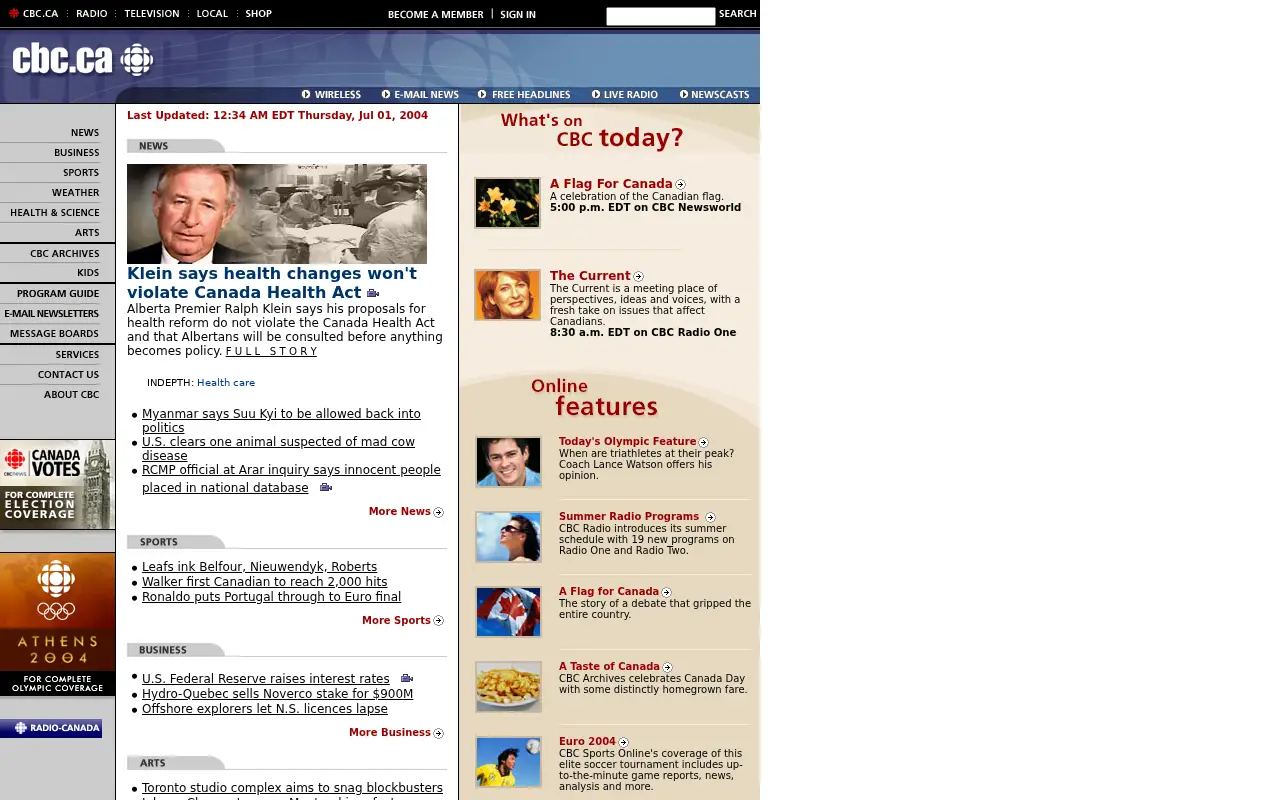 cbc.ca on July 1, 2004