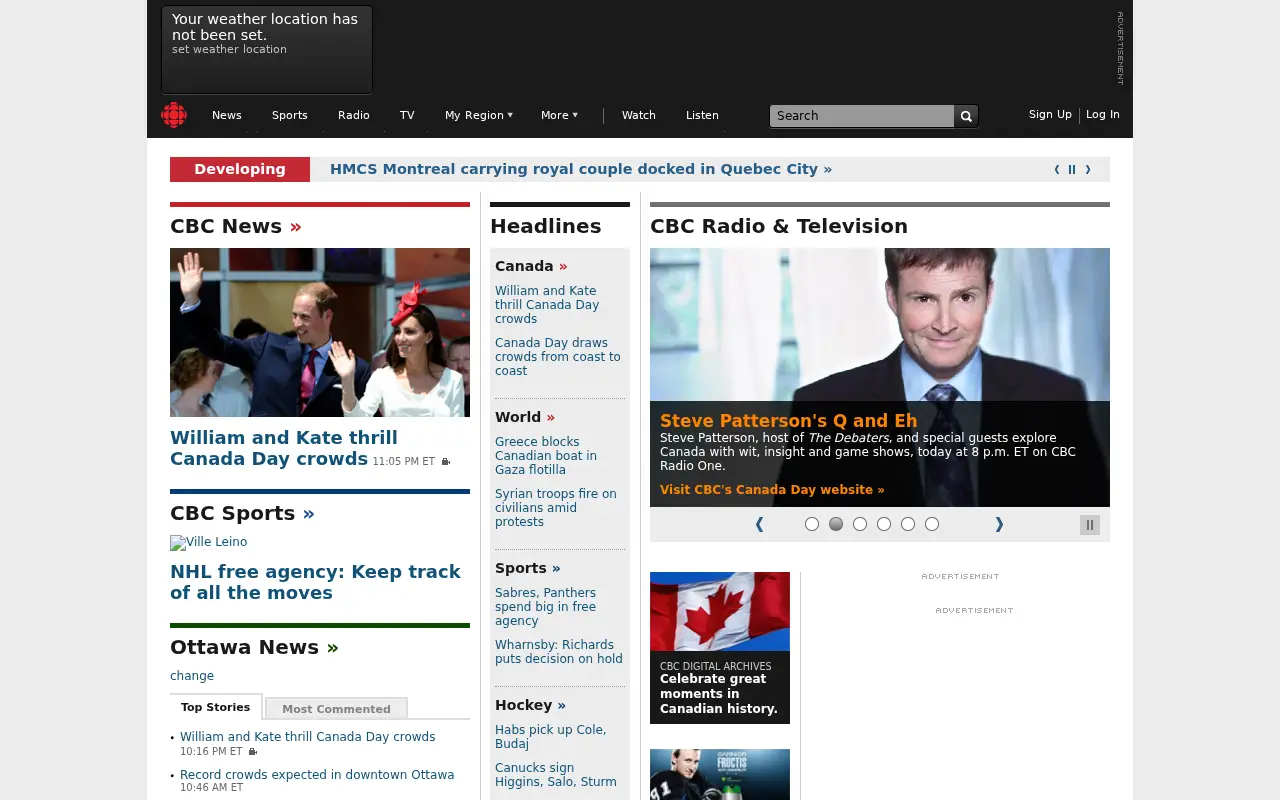 cbc.ca in 2011