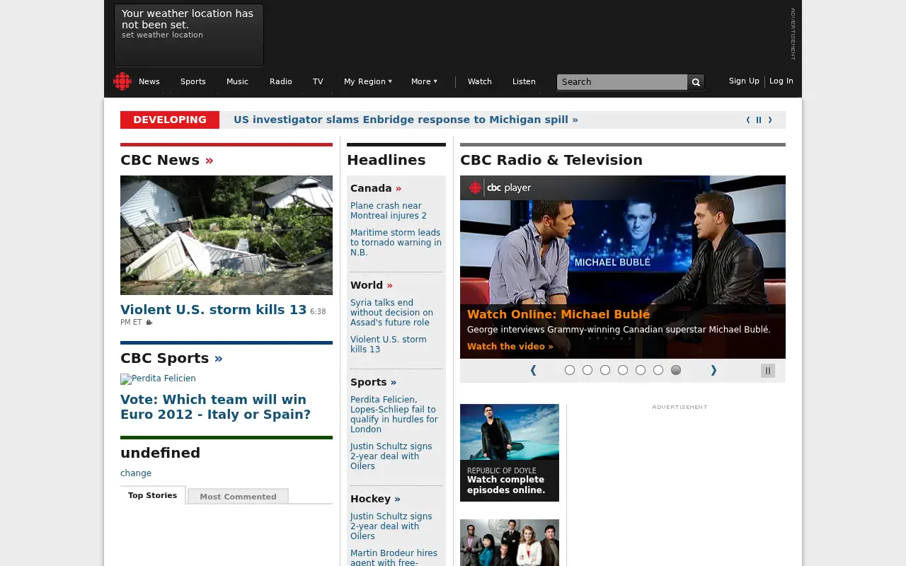 cbc.ca in 2012