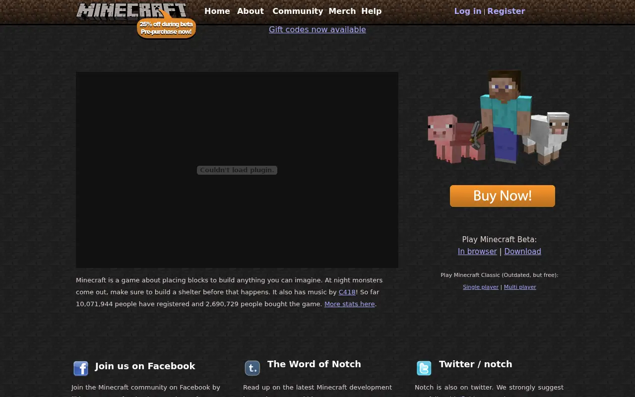 minecraft.net on July 3, 2011