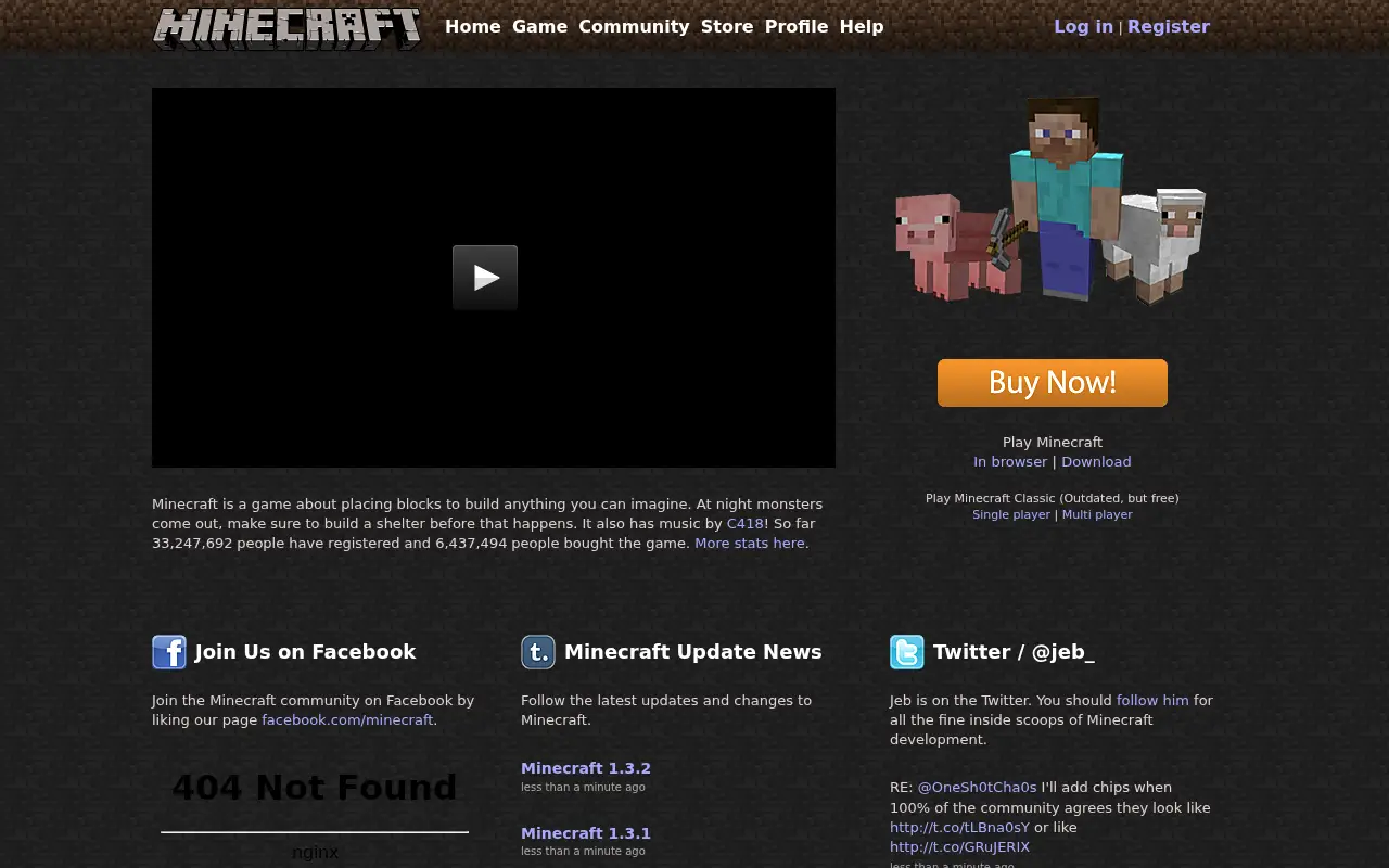 minecraft.net in 2012