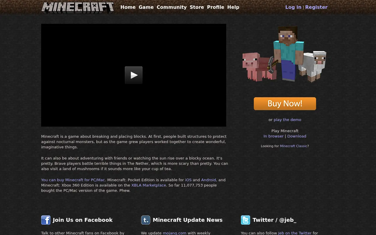 minecraft.net in 2013