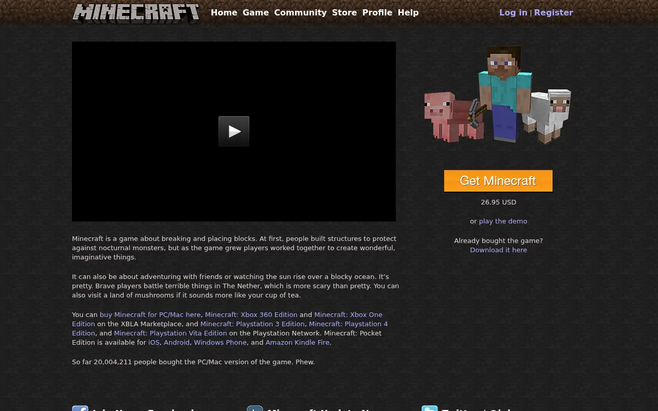 minecraft.net in 2015