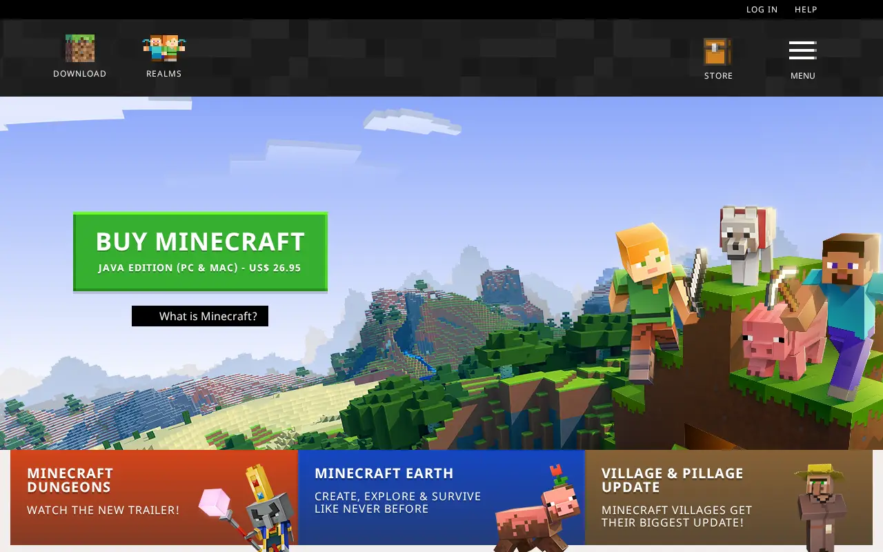 minecraft.net in 2019