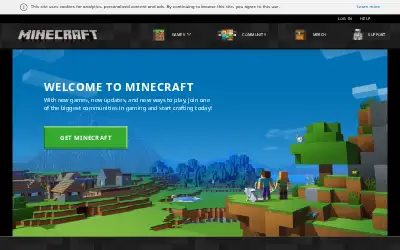minecraft.net in 2020