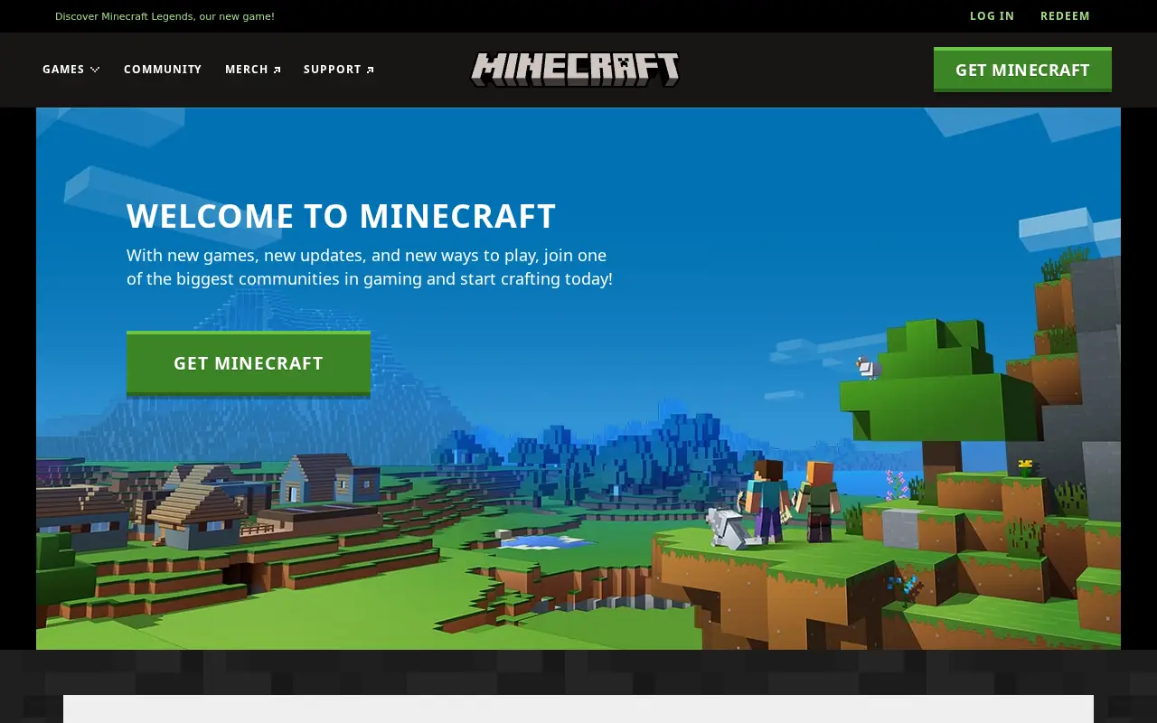 minecraft.net in 2022