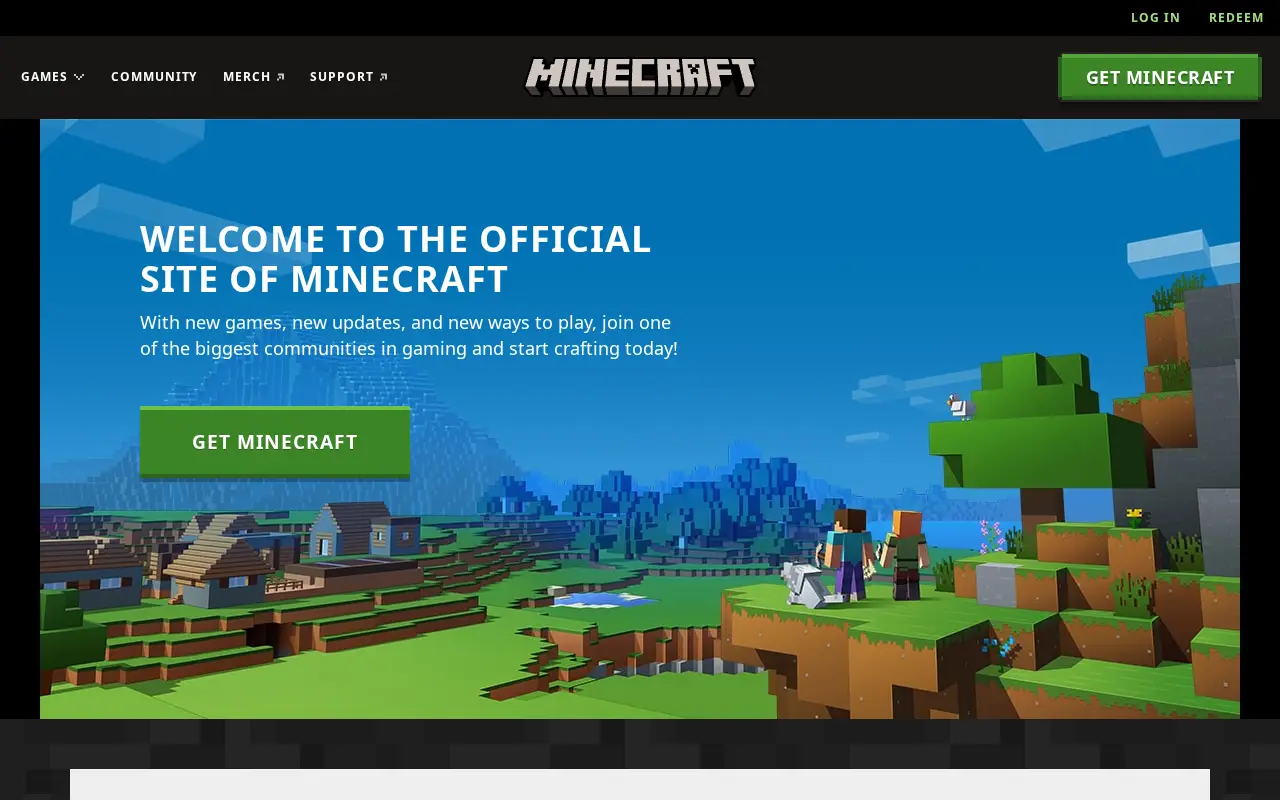 minecraft.net in 2023