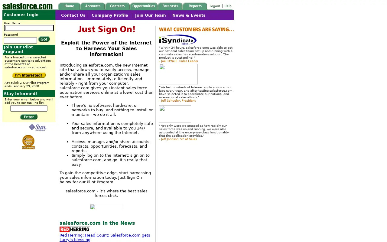 salesforce.com in 1999