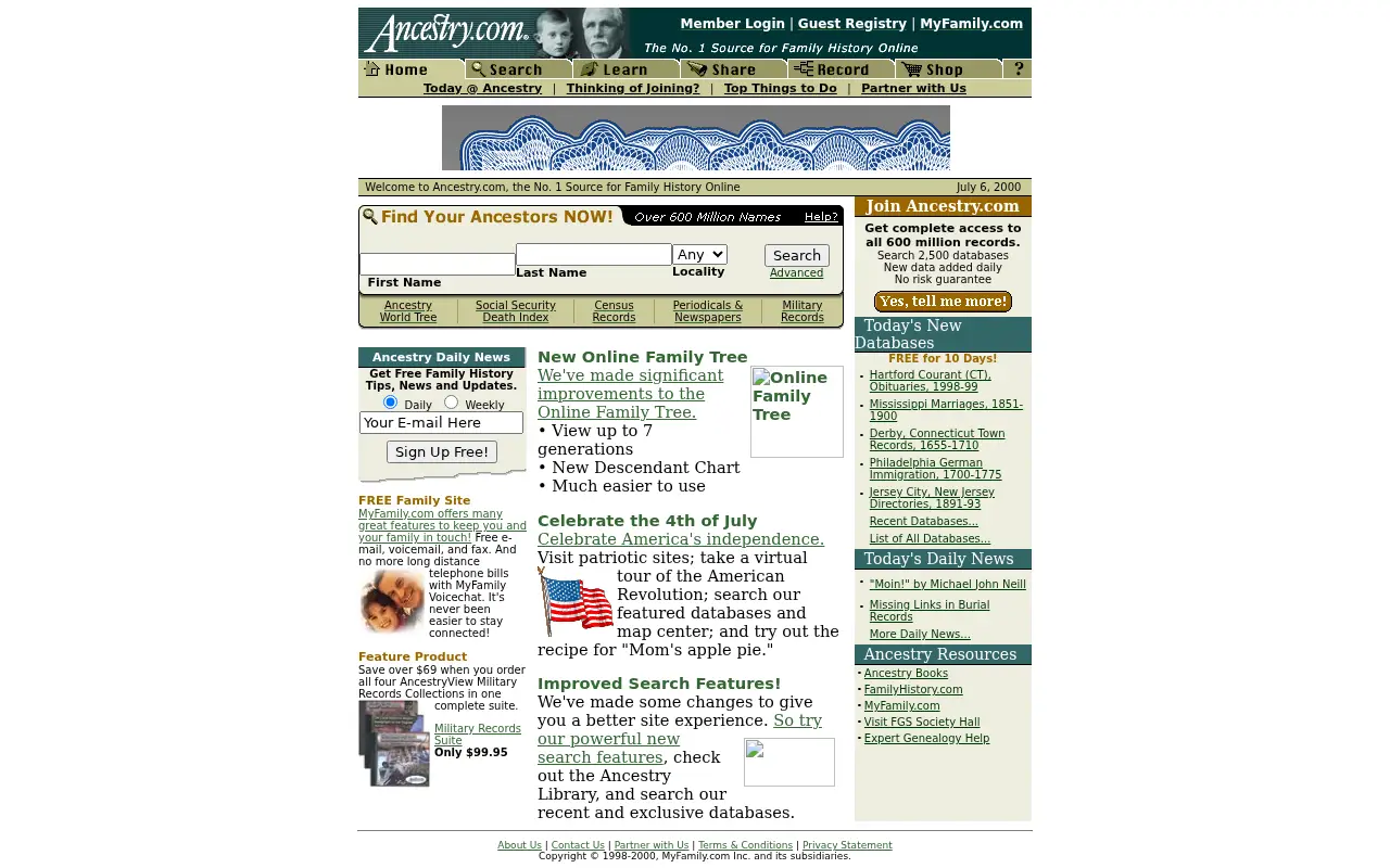 ancestry.com on July 6, 2000